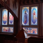 Icoane ortodoxe imprimate pe folie de vitrali si aplicate pe geam
